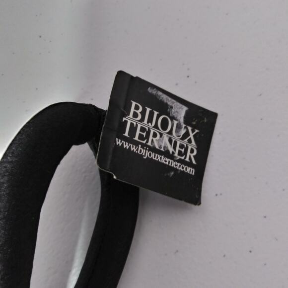 Bijou Terner Elegant Black Beaded Bag with Rose Floral Design Satin Y2k - Picture 4 of 13